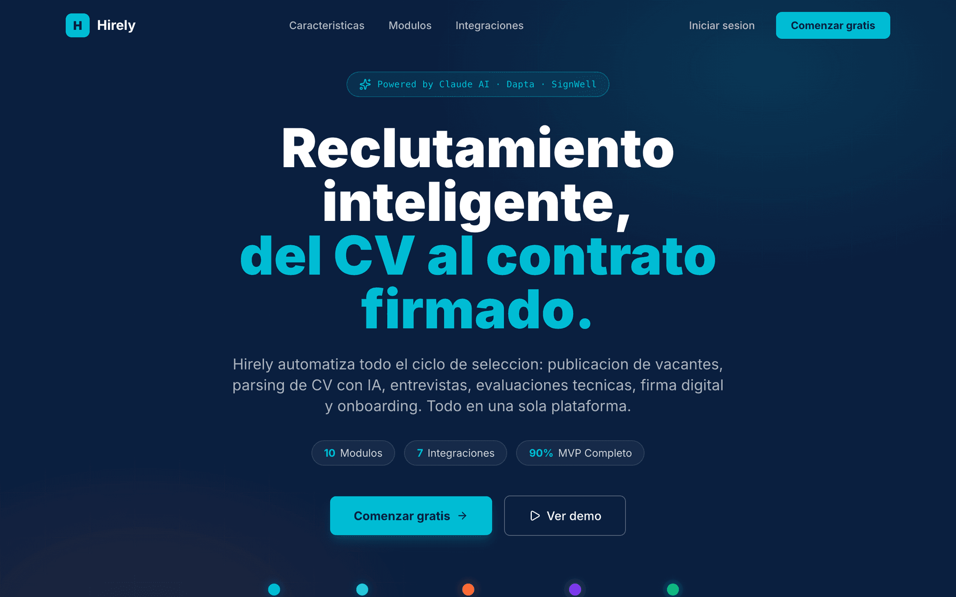 Hirely — interfaz real del producto